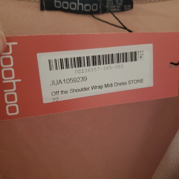 Off the Shoulder Wrap Midi Dress (Boohoo) - New, never worn - Picture 3 of 5